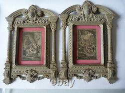 Pair Of Frames In Gutta Percha 19th Century Napoleon III Era With Engravings