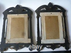 Pair Of Frames In Gutta Percha 19th Century Napoleon III Era With Engravings