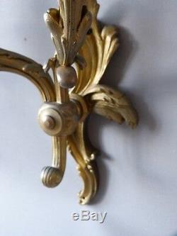 Pair Of Gilt Bronze Sconces, Louis XV Style, Time XIX