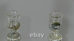 Pair Of Glass Candlesticks In Mercurized Glass, 19th Century