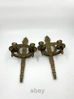 Pair Of Golden Bronze Appliqués Epoch Empire Early 19th Century