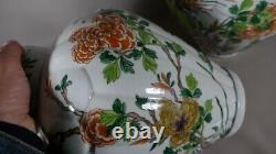 Pair Of Green Family Vases In Porcelain From China, Era XIX Century