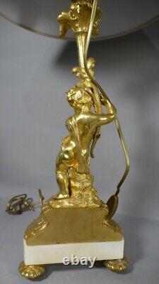 Pair Of Lamps Aux Putti In Bronze Doré, Napoleon III Era, Xixth