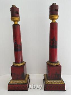 Pair Of Lamps In Painted Sheet Metal And Bronze With The Effigy Of Napoleon Era Xixth