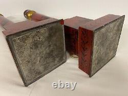 Pair Of Lamps In Painted Sheet Metal And Bronze With The Effigy Of Napoleon Era Xixth