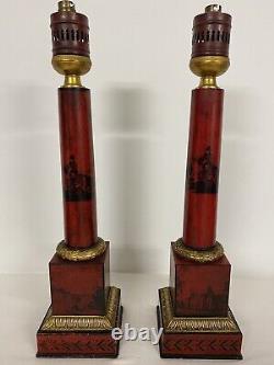 Pair Of Lamps In Painted Sheet Metal And Bronze With The Effigy Of Napoleon Era Xixth