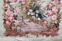 Pair Of Large Tapestries Aubusson Floral Decor Time Nineteenth Century
