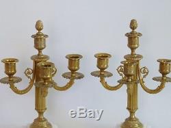 Pair Of Louis XVI Candlesticks, Bronze And White Marble, Time XIX