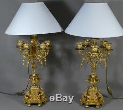 Pair Of Louis XVI Gilt Bronze Lamps, Chandeliers, Time XIX