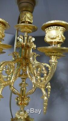 Pair Of Louis XVI Gilt Bronze Lamps, Chandeliers, Time XIX