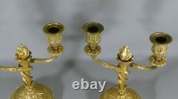 Pair Of Louis XVI Style Chandeliers In Golden Bronze, Era XIX