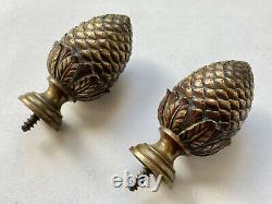 Pair Of Maple Balls Forming Bronze Pine Apples 19th Century