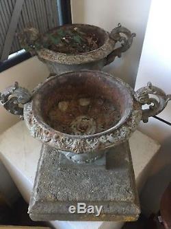Pair Of Medici Cast Iron Vases, 19th Century