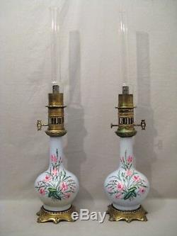 Pair Of Oil Lamps Porcelain And Bronze Time Nineteenth Century