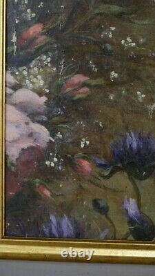 Pair Of Painted Canvases With Flowers, Aubusson Cards, 19th Century