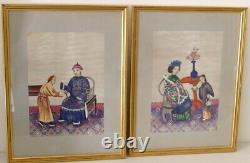 Pair Of Paintings, Gouache Painting On Rice Paper China, 19th Century