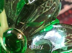 Pair Of Perfume Bottle Charles X 1830 Uranium Glass Crystal Glass XIX