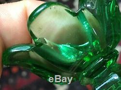 Pair Of Perfume Bottle Charles X 1830 Uranium Glass Crystal Glass XIX