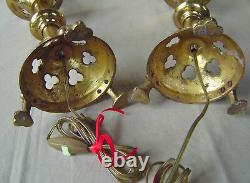 Pair Of Pic Cierges D'église Bronze And Electrictrified Laiton Epoque 19th