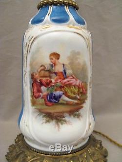 Pair Of Porcelain Oil Lamps Old Paris Xixth Century