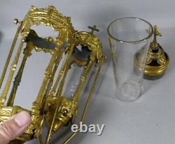 Pair Of Procession Lanterns In Golden Brass And Glass, Era Xixth