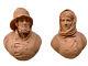 Pair Of Sculptures Terracotta Couple Sailor Fisherman Characters Period 19th