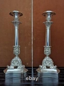 Pair Of Silver Bronze Chandeliers, Epoque Xix/restauration