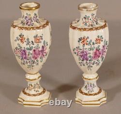 Pair Of Small Porcelain Vases Painted In The Hand Of Flowers, Era Xixth