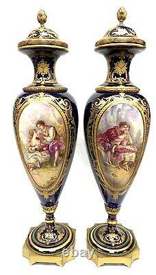 Pair Of Vases Covered In Porcelain Of Sèvres Era 19th Century