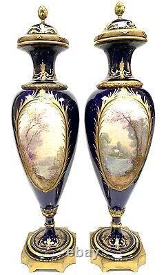 Pair Of Vases Covered In Porcelain Of Sèvres Era 19th Century