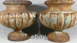 Pair Of Vases Garden, Planters, Cast Iron, Style Medicis Era XIX