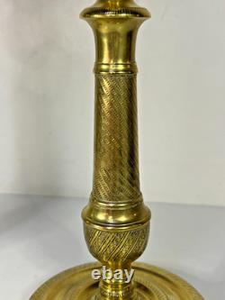 Pair of Antique Empire Period Candle Holders in Bronze 19th Century H27cm
