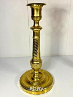 Pair of Antique Empire Period Candle Holders in Bronze 19th Century H27cm
