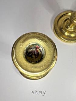 Pair of Antique Empire Period Candle Holders in Bronze 19th Century H27cm