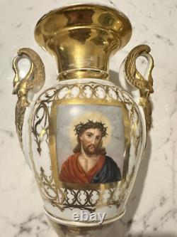 Pair of Baluster Vases Louis Philippe in Old Paris Porcelain 19th Century