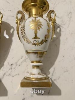 Pair of Baluster Vases Louis Philippe in Old Paris Porcelain 19th Century
