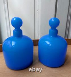 Pair of Blue Opaline Bottles, 19th Century, Napoleon III Period