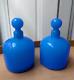 Pair Of Blue Opaline Bottles, 19th Century, Napoleon Iii Period