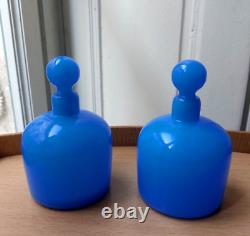 Pair of Blue Opaline Bottles, 19th Century, Napoleon III Period