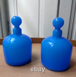 Pair of Blue Opaline Bottles, 19th Century, Napoleon III Period