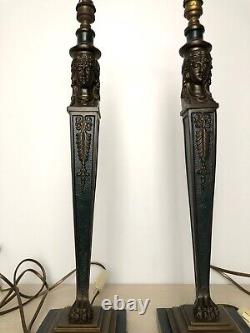 Pair of Brass Lamps, late 19th century, Second Empire