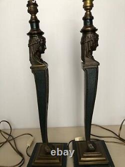 Pair of Brass Lamps, late 19th century, Second Empire