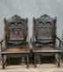 Pair Of Breton Armchairs In Carved Wood, 19th Century