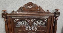 Pair of Breton armchairs in carved wood, 19th century