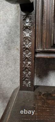 Pair of Breton armchairs in carved wood, 19th century