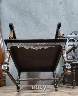 Pair of Breton armchairs in carved wood, 19th century