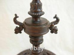 Pair of Bronze Candlesticks, with Brown Patina, 19th Century
