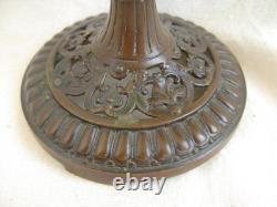 Pair of Bronze Candlesticks, with Brown Patina, 19th Century