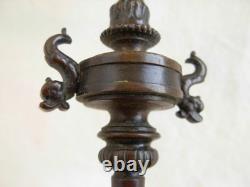 Pair of Bronze Candlesticks, with Brown Patina, 19th Century