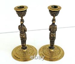Pair of Bronze Candlesticks with Caryatids, Napoleon III Period, 19th Century